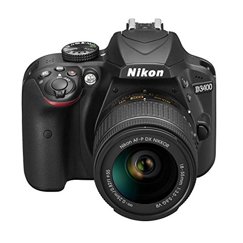 Nikon D3400 + 18-55 AFP DX, Cámara réflex digital de 24,2 Mp (pantalla LCD 3, objetivo estabilizado, inalámbrica con Snapbridge, vídeo Full HD), color negro