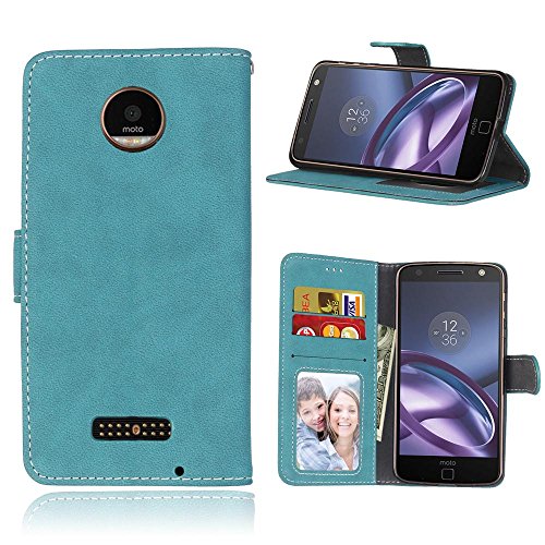 Motorola Moto Z (5,5 Zoll) Hülle, Cozy hut TPU Silikon Hybrid Handy Hülle Matte Series Case Durchsichtig Stoßfest Tasche Schutz Scratch-Resistant de protection Case Tasche Etui Shell für Motorola Moto Z (5,5 Zoll) Schutzhülle Folio Magnetverschluss Flip Case Wallet Taljereep Fall Handyhülle mit Kartenfach und Standfunktion - Blau scheuert