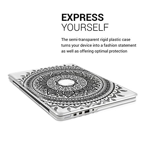 kwmobile Crystal Hülle für Apple MacBook Pro Retina 15″ (ab Anfang 2013) Hard Case – dünne durchsichtige transparente Schutzhülle Cover Tasche Indische Sonne Design Schwarz Transparent - 4