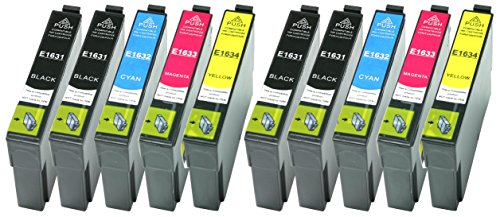 10 XL Druckerpatronen Schwarz, Cyan, Magenta, Yellow ersetzen Epson T1631 T1632 T1633 T1634 Nr.16 Nr.16XL geeignet z.B. für Epson WorkForce WF-2010, WF-2510, WF-2520, WF-2530, WF-2540, WF-2630, WF-2650, WF-2660, WF-2750, WF-2760