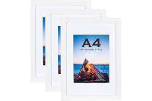 SCHOLARTREE Scholar Tree White Set of 3 Picture Frames DIN A4 21 x 30 cm MDF Wooden Frame with Shatterproof Acrylic Glass, Ideal for Collage Port, Rays & Certificates, Picture Frame A4
