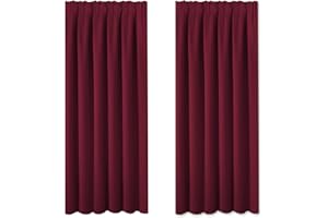 BellaHills Blackout Curtain Panels for Bedroom, Thermal Insulated Pencil Pleat Top Blackout Draperies and Drapes (2 Panels,W66 x D72 inches, Burgundy)