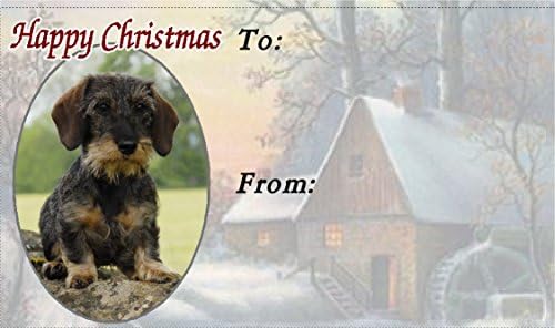 Dachshund Wire Haired Dog Christmas Labels (42) - Self Adhesive