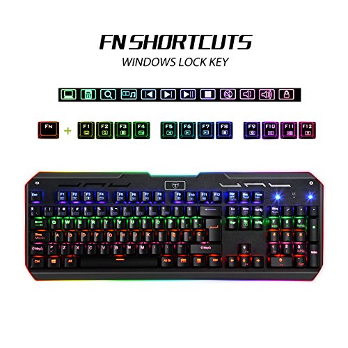 Teclado Mec  nico Gaming de VicTsing  104 Teclas y Switches Blue  con Cable y 6 Colores RGB Retroiluminado  Anti-Ghosting-Versi  n Espa  ol