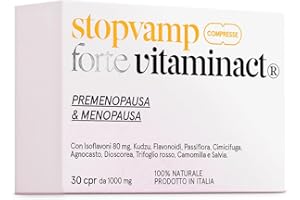 VITAMINACT Stopvamp Menopausa Integratore Azione Forte 8 in 1 - Elimina Vampate, Gonfiore Addominale e Sudorazione - Alto Contenuto di Isoflavoni 80mg - Regolarizza L'attività Ormonale - Con Kudzu -100% Naturale
