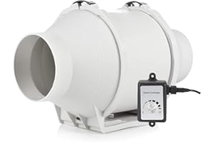 Hon&Guan Ventilateur d'extraction 100mm Extracteur d'Air avec contrôle de vitesse variable, extracteur d'air de conduit pour bain, évents, serres, tente