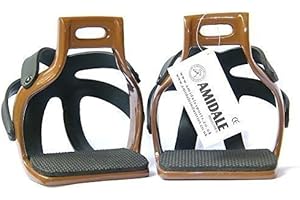 AMIDALE SPORTS AMIDALE ALUMINIUM ENDURANCE FLEX RIDE CAGED SAFETY HORSE STIRRUPS BROWN BNWT
