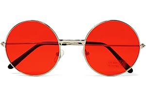 Oblique Unique® Hippie Brille Retro Sonnenbrille Rund für 60er 70er Jahre Party Flower Power Kostüm Accessoire Fasching Karneval Herren Damen