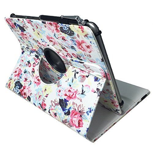 MEDION AKOYA E1239T (MD 60195) – Tablet Case Schutzhülle mit Touch Pen & Standfunktion – 360° Rosen 10.1 Zoll - 3