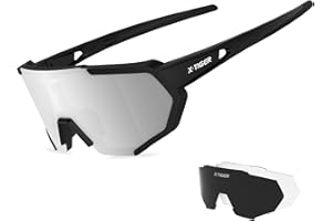 X-TIGER okulary rowerowe z polaryzacją Tr90 Superlight Frame z 3 lub 5 wymiennymi soczewkami, ochrona UV400, dla mężczyzn i kobiet, do jazdy na rowerze, jazdy na nartach, jazdy samochodem, wędkowania, biegania, wędrówek, uprawiania sportu (Jpc01-3)