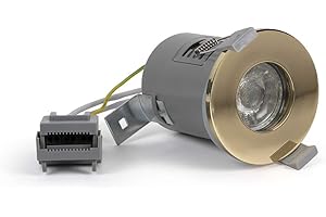 LIEBER Polished Brass GU10 Fire Rated IP65 Downlight LED Spotlight for Kitchen, Bathroom, Outdoors, Living Room | Home Renovations, Home Office Upgrade and Office Installations