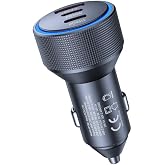 Hepu Hp-780 105 Watt Ara&ccedil; I&ccedil;i Şarj Cihazı 3.1A Pd 45 Watt Fast Hızlı Şarj Aleti Metal &Ccedil;akmaklık Şarj Type C 3-Port Işıklı