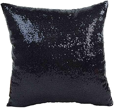 Moonuy Cafe Home Decor Cushion Covers ,Solid Color Glitter Sequins Throw Pillow Case (Black)