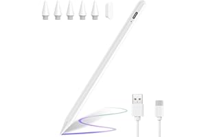 BQSS Stylet pour Apple iPad (2018-2024), avec Précision au Pixel Près & Sensible à l'inclinaison & Rejet de la Paume, pour iPad 10/9/8/7/6,iPad Pro 11"/12.9"/13" M4, iPad Mini 6/5,iPad Air 5/4/3/M2(Blanc)