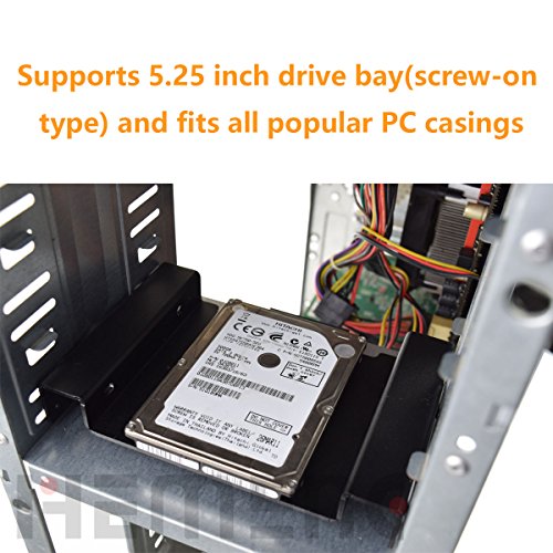PHEMENG 5,25″ Einbaurahmen für 2,5″ / 3,5″ Festplatten SSD SATA Halterng Interner Festplattenadapter für Desktop-PC Computer CD-/DVD-ROM mit SATA 3 Datenkabel und Stromadapter - 6