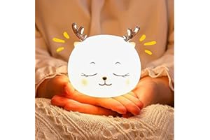 Gemmac Night Light Kids, 7 Colors LED Silicone Baby Night Light Touch Sensor Cute Toddler Nursery Night Light for Kids Battery Portable Night Light with Timer Animal Lamp for Babies, Bedroom, Gifts
