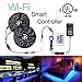 Produktbild Ubanner Wifi drahtloses intelligentes Telefon kontrollierte geführte Streifen-Licht-Installationssatz mit DC12V UL notierte Stromversorgung wasserdichtes SMD 5050 32.8Ft (10M) 300leds RGB Musik LED heller Streifen kompatibel mit Android, IOS Alexa
