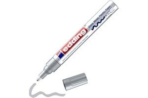 edding 750 Marcatore a Vernice Lucida, Argento, Confezione Singola, Punta Rotonda 2-4 Mm, Pennarello Indelebile per Vetro, Pietra, Legno, Plastica, Carta, Impermeabile, Alta Copertura