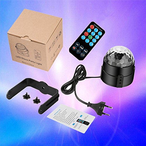 NIUBIER Discokugel Partylicht Discolicht led Disco Lichteffekte mit Fernbedienung-7 Farbe RGB Dj Licht Beleuchtung mit 3W, Musik-Modus und Auto-Modus DJ Party Licht Discokugel Bühnenbeleuchtung Led für Disco, Bar, Geburtstag party, Heimparty,Halloween, Hochzeit,Kinder Party, Tanzfläche und vieles mehr - 7