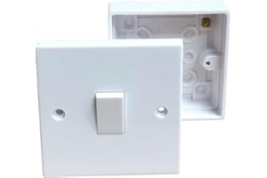 MR. GADGET'S SOLUTIONS Single Wall Switch & Back Box Pattress. 1 Gang 2 Way Switched Electrical