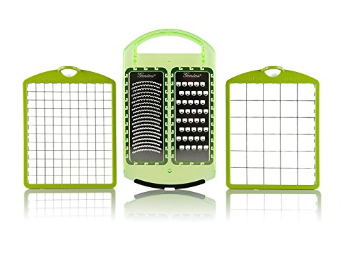 Orignal Genius Salat Chef Set 8-tlg. Gemüseschneider Obstschneider Deckel TV NEU, Farbe:grün - 3