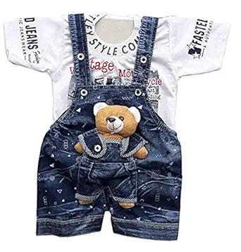 Tendercare Baby boy & Baby Girl Teddy Bear Dungaree Set with Tshirt 0-1 Year || Baby Boy Dresses for 0-6 Months || Clothes for Baby boy and Girl