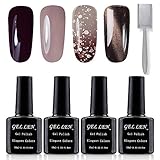 Vernis Gel Semi Permanent UV LED - Gellen Vernis à Ongles Nail Gel Soak off Oeil de Chat Magnétique Manucure Kit (1 Bâtonnet d'aimant Offre) 4×10ml #Mix001