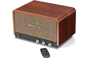 Edifier AIRPULSE P100X - Multitreiber Lautsprechersystem (60W) im Retro-Look mit Bluetooth 5.1 (aptX), AirBlade-Hochtöner für kristallklare Höhen und Langhub Mittel-/Tieftöner für Tiefe Bässe Holz