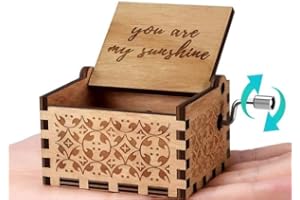 Sywan You are My Sunshine Wood Music Boxes, Vintage Hand Crank Carved Musical Box for Birthday/Christmas/Valentine's Day