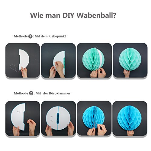 Feelshion Pompoms hängendes Gewebe Papier, Pom Pom Papierblumen, Partei Dekoration Kugeln für Geburtstags-Jungen-Babyparty/Hochzeit/Baby Shower - 3