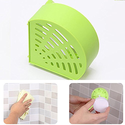 NUOLUX Bathroom Wall Corner Suction Cup Triangle Storage Shelves Rack (Green) - 4