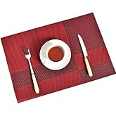 4 Weihnachts-Platzdeckchen Kariert In Schwarz-Rot – 30x45 Cm, Aus Leinenstoff, Für Tischdekoration