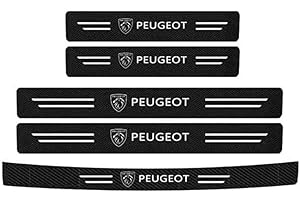 BFRDGE 5 Pcs Car Sill Protectors Strips for Peugeot 207CC 208 308 308CC 508 2008 3008 5008, Carbon Fiber Door Sill Kick Plate Protector Covers Rear Bumper Protector Stickers