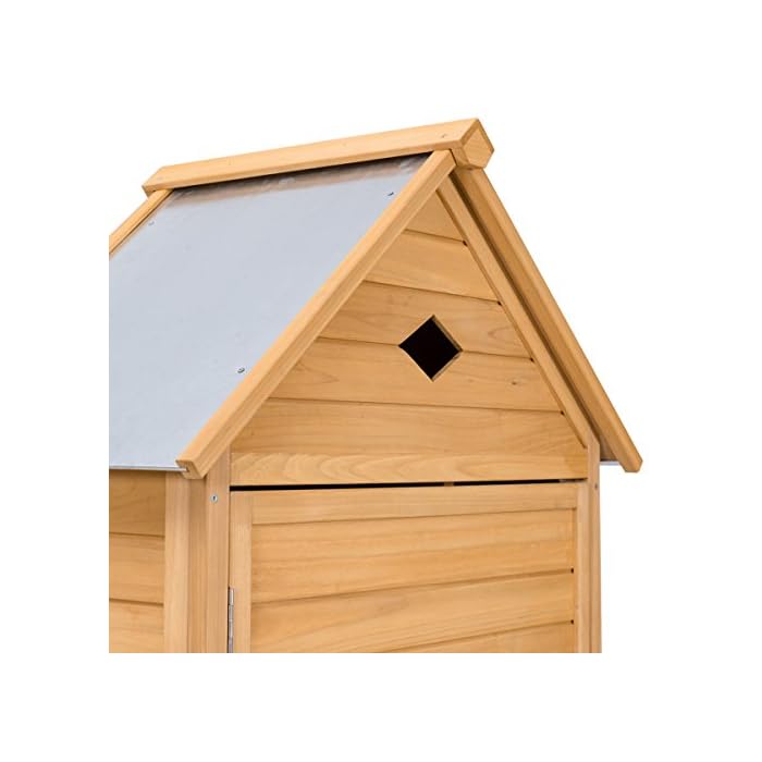 COSTWAY Gartenschrank Holz, Gerätehaus wetterfest, Geräteschuppen