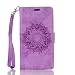 Produktbild Lonchee Huawei P8 Lite Wallet Tasche Brieftasche Schutzhülle ,Mandala Blumenmuster geprägt Muster Design Hochwertige PU Leder Folio Tasche Case Hülle im Bookstyle mit Standfunktion Kredit Kartenfächer (lila)