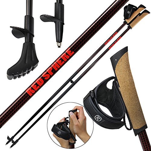 Nordic Walking Stöcke Wanderstöcke RED SPHERE aus Aluminium in vielen Längen von BB Sport