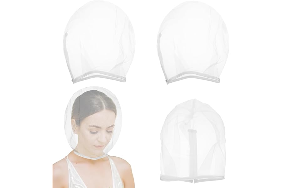 Larrel 3 Pcs Makeup Protector Hood for Face, Polyester Chiffon Makeup Protector Hood Washable Zipper Closure Face Cover Reusable Make up Faces Cover for Women Beauty (White)