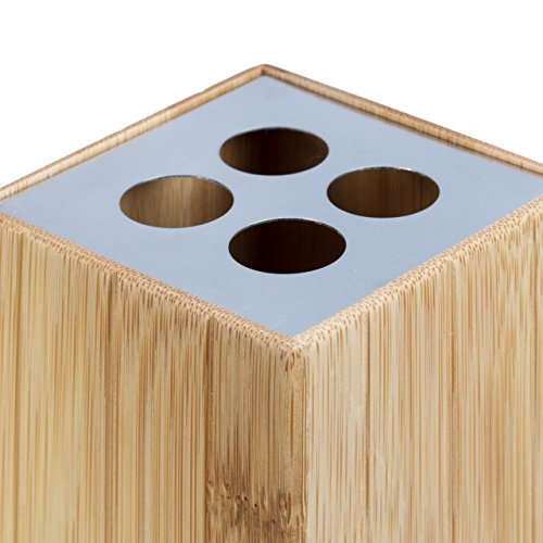 Relaxdays Badaccessoires aus Bambus, 3-teiliges Badezimmer Set aus