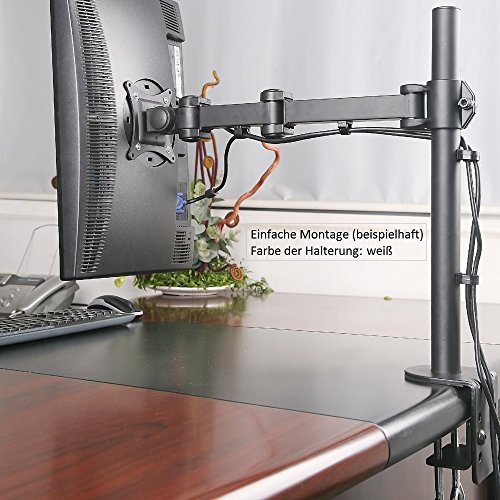 NEG Profi Universal Monitor-Tischhalterung Visoflex VF352W (weiß) schwenkbar, neigbar, höhenverstellbar und drehbar (Pivot-Funktion), VESA 75×75, 100×100 und bis 10kg belastbar - 2