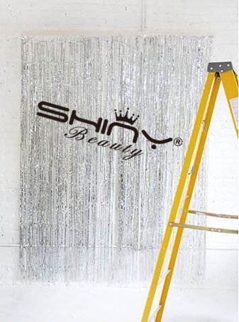 ShinyBeautyFoil Curtain 9x8ft- Silver Metallic Door Window Curtain Party for Halloween Party Curtain Decoration(Pack of 3)