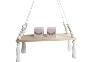 SpirWoRchlan Wandregal Schweberegal Holz Ständer Schaukel Hängenden Wandregal WandboardMacaron Board Mädchen Kinderzimmer Decor Größe: 38x14x1,2cm (Weiß)