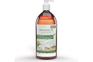 Kitama Olejek do masażu, aromat Dok Mok, tajski, jaśmin do ciała, olejek do masażu, olejek pielęgnacyjny, olejek aromatyczny, pielęgnujący olejek relaksacyjny, 1000 ml (1 litr)