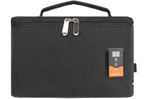 Auto Baby Flaschenwärmer Tasche, Asudaro 6.8L Tragbare Wärmeisolierungstasche Säuglingspflege Smart Einstellbare Temperatur Tragbarer Brustwärmer Flaschenwärmer Baby Unterwegs USB,Schwarz