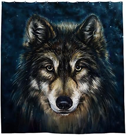 Bhdangfds Wolf Head Painting Shower Curtain Polyester Fabric Bathroom Shower Curtain Set with Hooks 72 By 72-inch,180cmx180cm