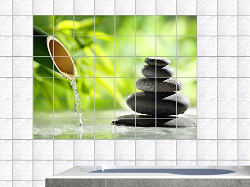Fliesenaufkleber Fliesenbild Wellness Bambus Entspannung WC Badezimmer (Fliesenmaß:15x15cm(BxH)//Bildformat:75x50cm(BxH))