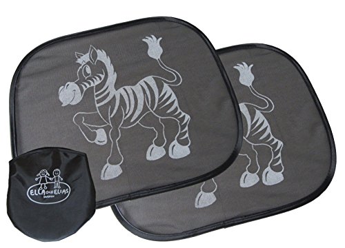 Sonnenschutz-Sonnenblende effektiv, selbsthaftend, superleicht anzubringen BONUS halten auch bei extremen Temperaturen-Autosonnenschutz für Kinder und Babys im Zebra-Design von ELLA och ELIAS (Motiv nach Innen) 2 Stck Auto-Sonnenschutz für hintere Seitenfenster passt universell - top-Baby-Geschenk