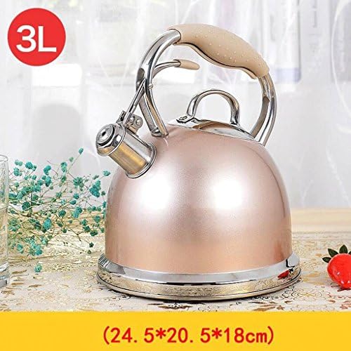 Rollsnownow Home 304 Stainless Steel Kettle Thicker Induction Cooker Gas General Kettle Kitchen Restaurant Automatic Whistle 3L Automatic power is turned off after heating ( Color : C )
