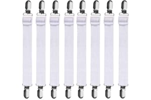 FENRAD Tendeur Drap Housse Lit 8 pcs, Réglable Sangles Draps Élastique Sangle de Maintien Ajustable pour lit ou canapé d'angle, Matelas, Canapé Housse de Repassage,Fauteuil Sièges Coussin (Blanc)