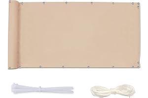 Redfire Blickdichte Balkonabdeckung 90x200cm,Anti-Aging Sichtschutz Camping Schimmelresistent Balkonabschirmung mit Ösen Nylon Kabelbinder und Kordel für Gärten,Beige