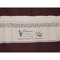 Landhausgardine, Scheibengardine,Träume nicht Dein Leben Nr. 1, weiß